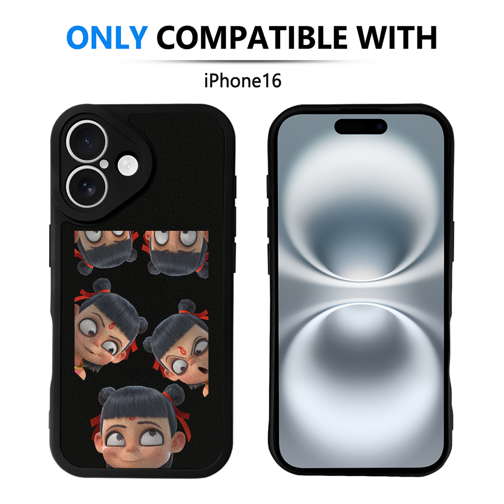 （画像用） Ne Zha 2 ナタ 魔童の大暴れ 【iPhone 16シリーズ対応】シリコンスマホケース（レザー調） 材質：シリコン